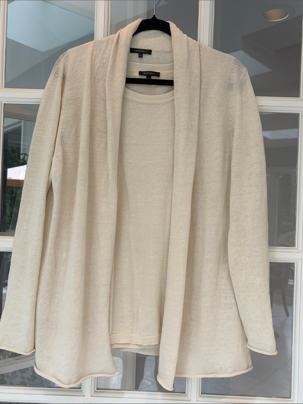 Lafayette 148 open-front cardigan and matching shell top 100% Linen - Sz L